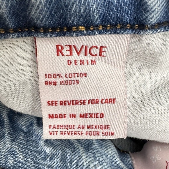 Revice Denim Crossover Waistband Loose Leg High Rise Jeans Sz 27 Blue Light Wash - Picture 10 of 16